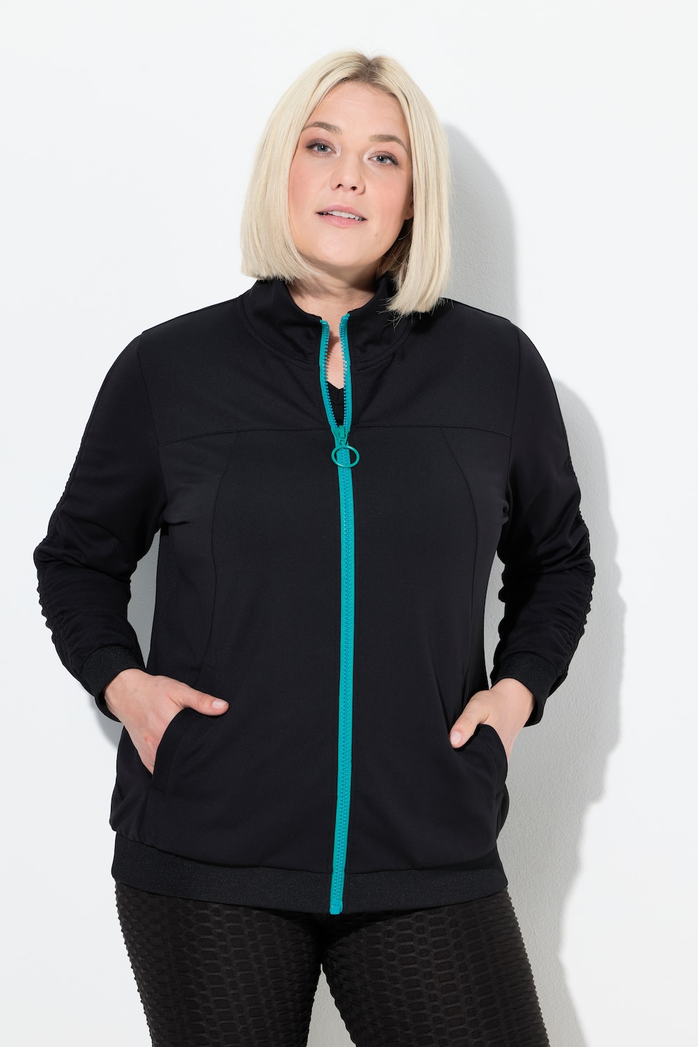Große Größen Sweatjacke, Damen, schwarz, Größe: 58/60, Synthetische Fasern/Elasthan, Ulla Popken