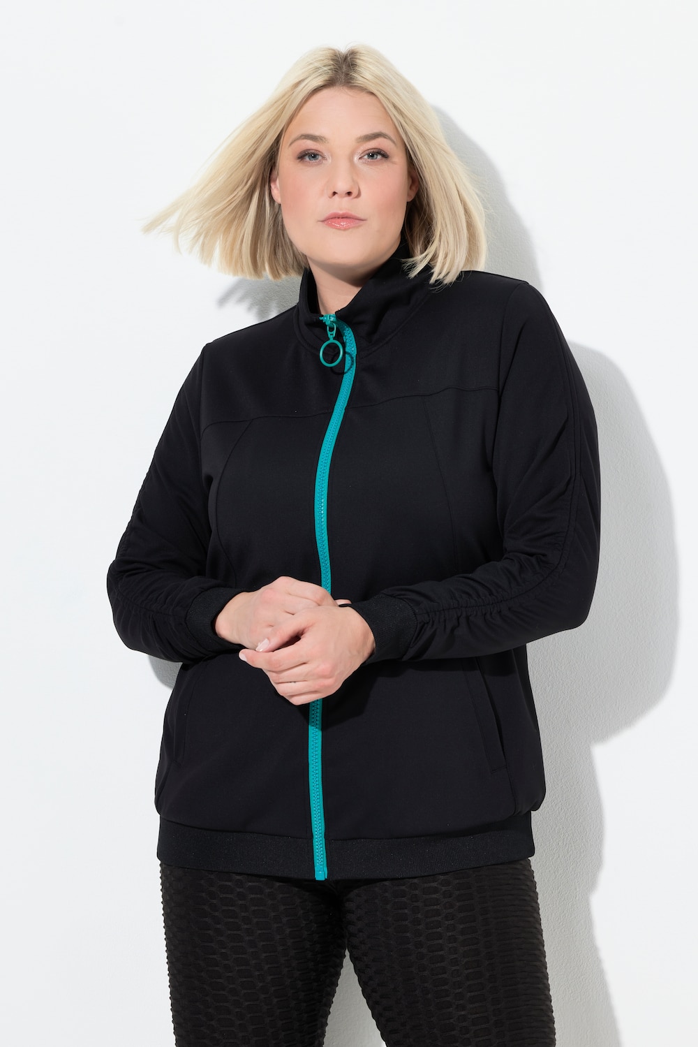Sweatjacke, Ärmel-Raffband, Kapuze