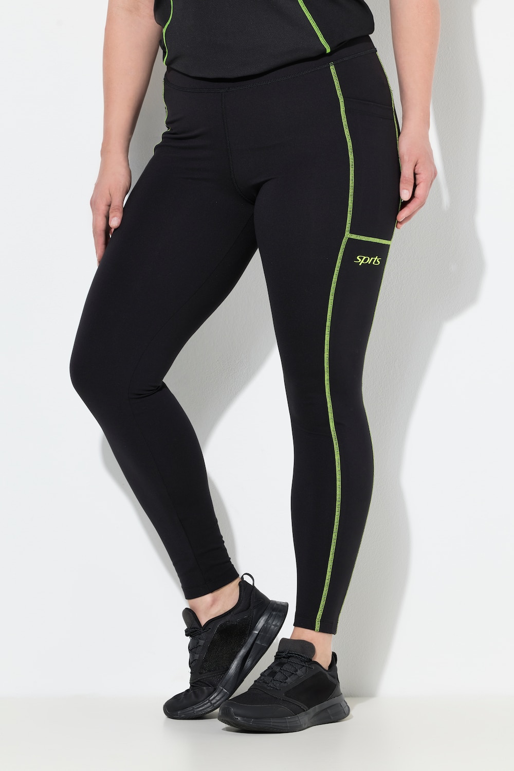 Große Größen Sport-Leggings, Damen, schwarz, Größe: 46/48, Elasthan, Ulla Popken