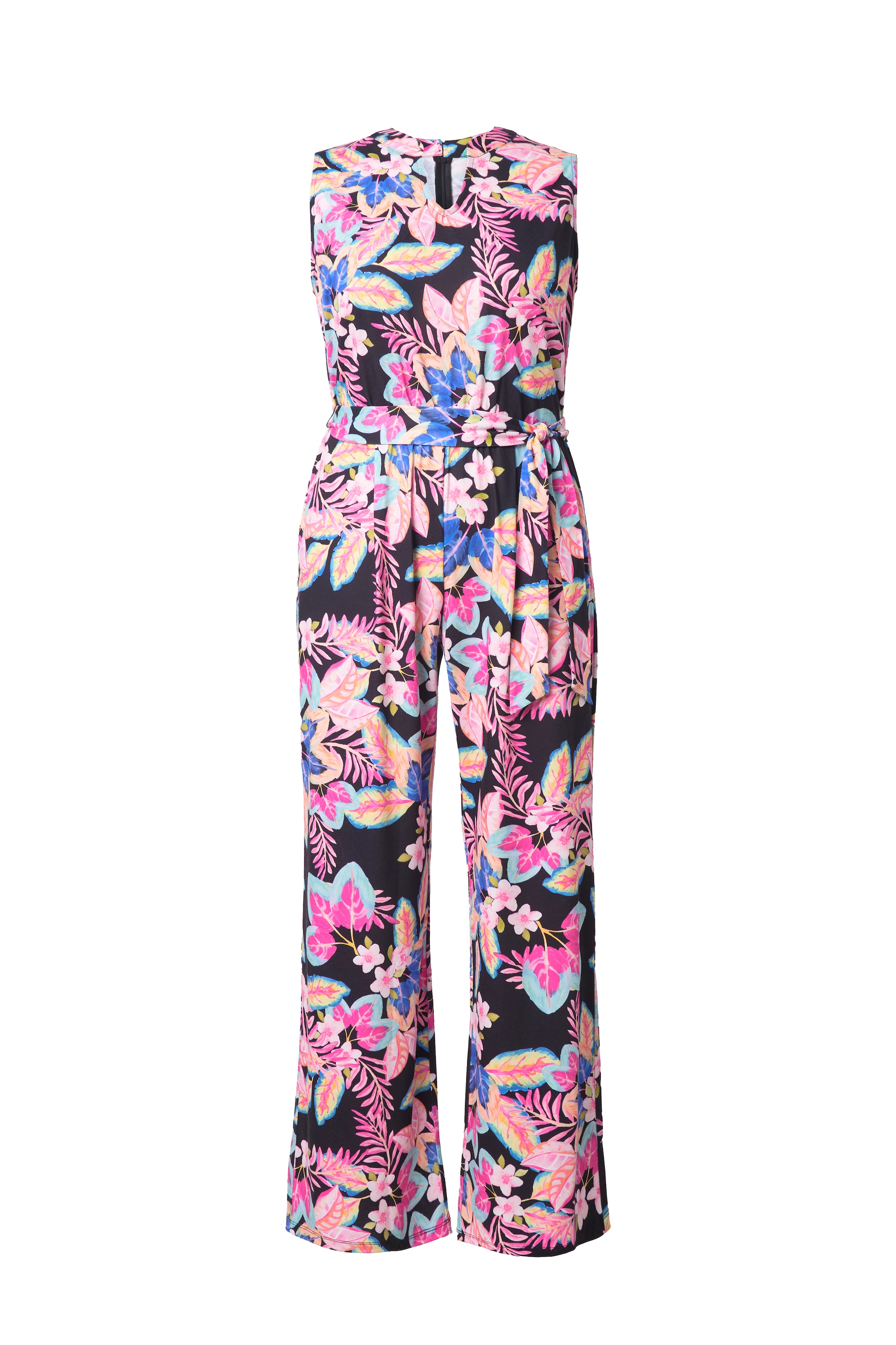 Ulla Popken Damen große Größen Jumpsuit ärmellos Jersey Blütenmuster 845179