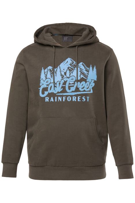 Mikina s kapucí JP1880, potisk na hrudi, klokaní kapsa, do 8XL