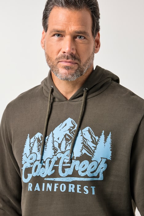 JP1880 hoodie, trui met capuchon, borstprint, kangoeroezak, tot 8XL