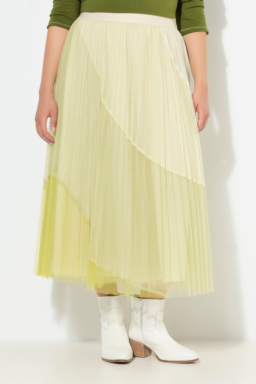 Große Größen Tüll-Midirock, Damen, grün, Größe: 62/64, Polyester, Ulla Popken