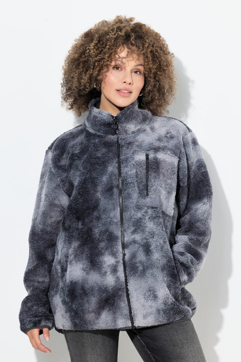 Große Größen Teddyjacke, Damen, grau, Größe: 50/52, Polyester, Ulla Popken