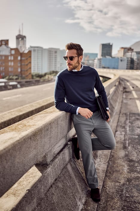 Pull JP 1880 col rond, maille fine et légère, flocage - jusqu'au 7 XL