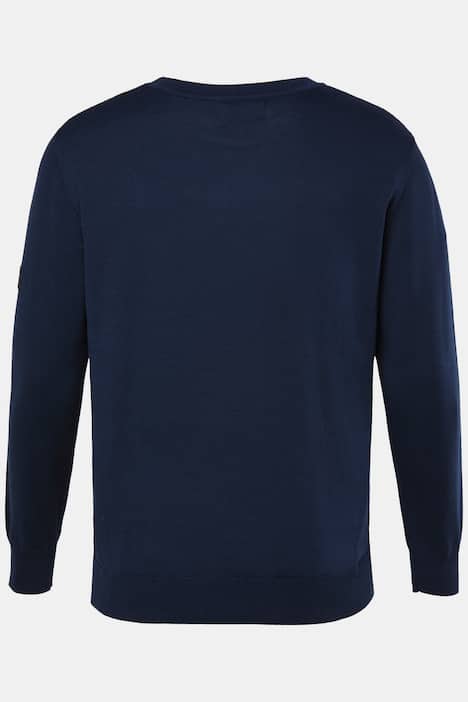 JP1880 Pullover, leichter Feinstrick, Badge, Rundhalsausschnitt, bis 7 XL