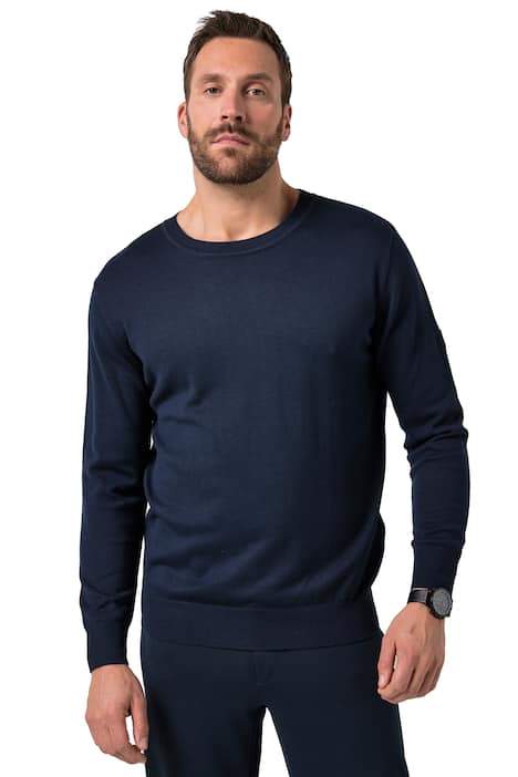 Svetr JP1880, lehký jemný úplet, nášivka, kulatý výstřih, do 7XL