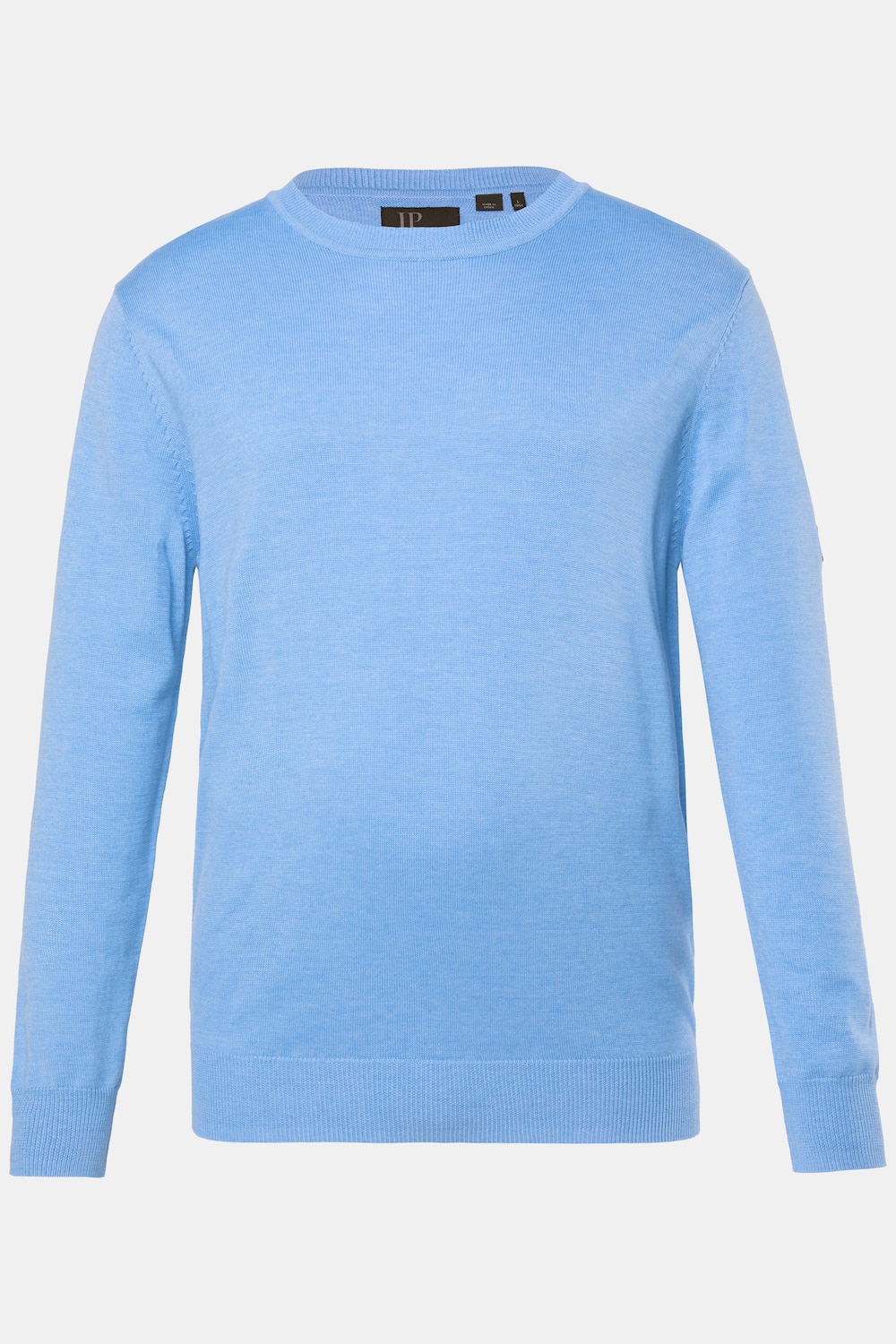 JP1880 Pullover, leichter Feinstrick, Badge, Rundhalsausschnitt, bis 7 XL
