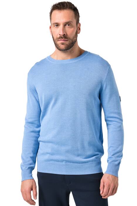 Svetr JP1880, lehký jemný úplet, nášivka, kulatý výstřih, do 7XL