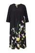 Lyocellové maxi šaty, květy, tunikový výstřih, 3/4 rukávy