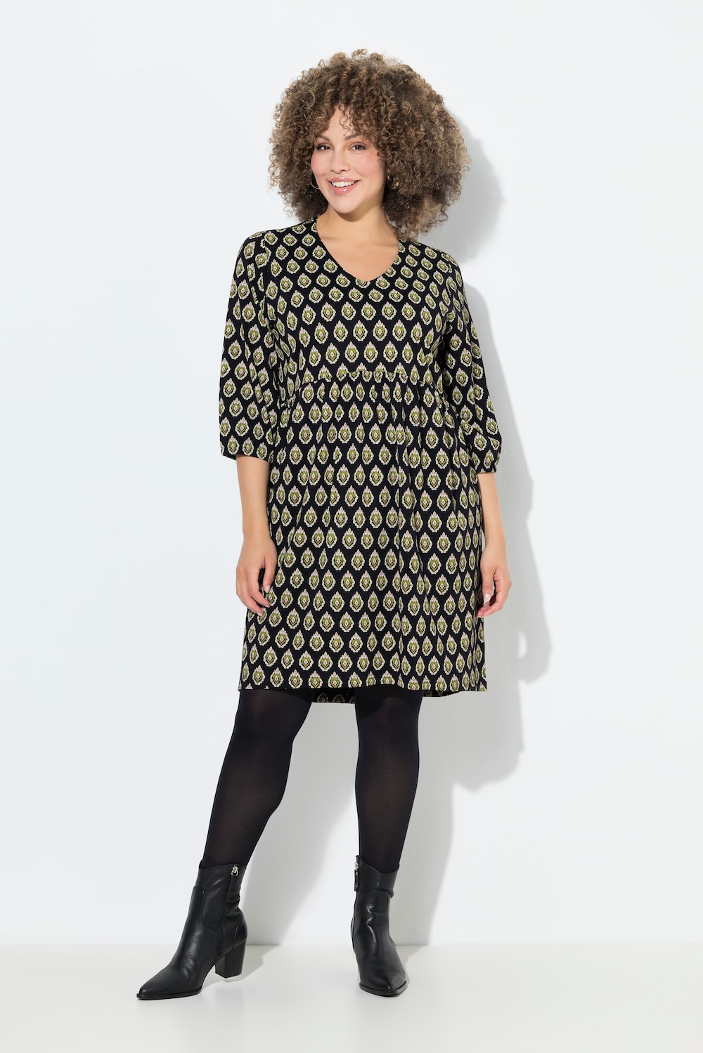 Thumbnail - Große Größen Jerseykleid, Damen, schwarz, Größe: 50/52, Baumwolle, Ulla Popken