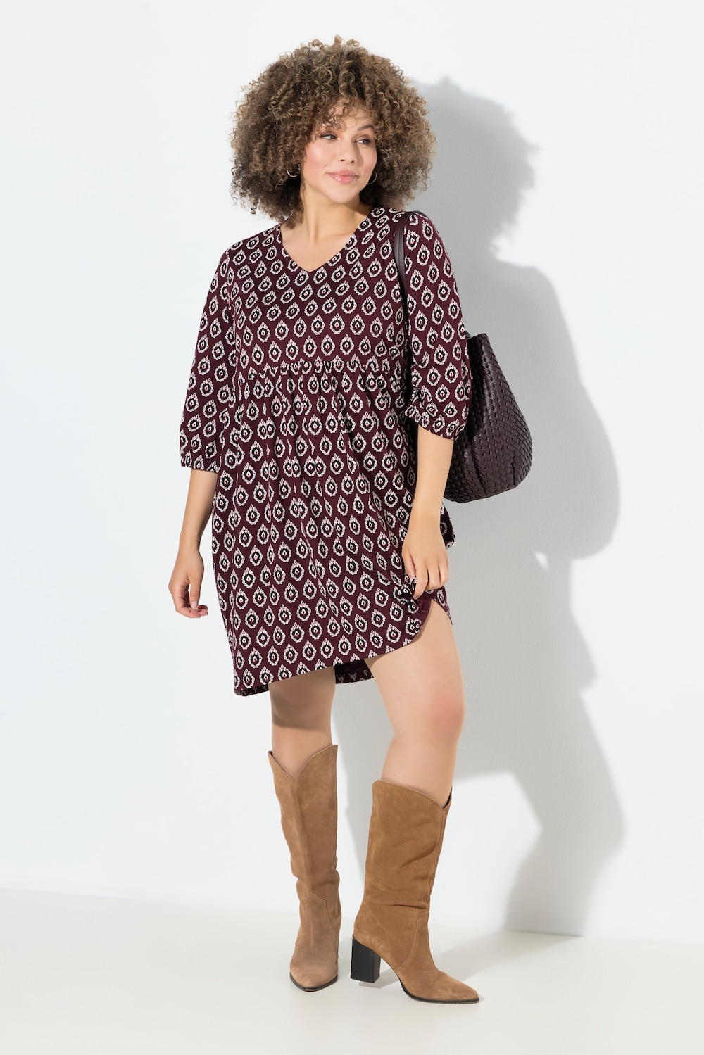 Große Größen Jerseykleid, Damen, lila, Größe: 42/44, Baumwolle, Ulla Popken