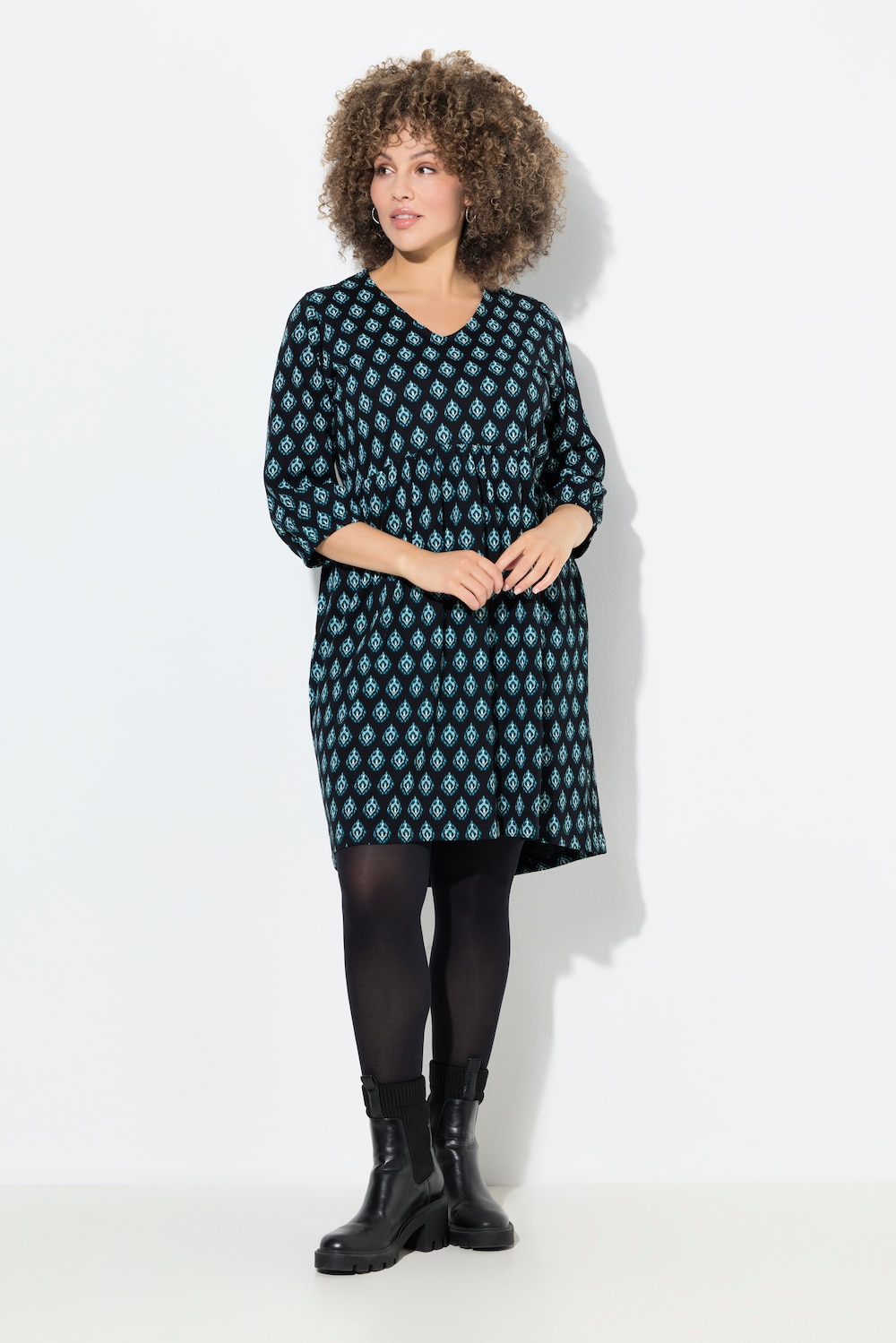 Große Größen Jerseykleid, Damen, türkis, Größe: 50/52, Baumwolle, Ulla Popken