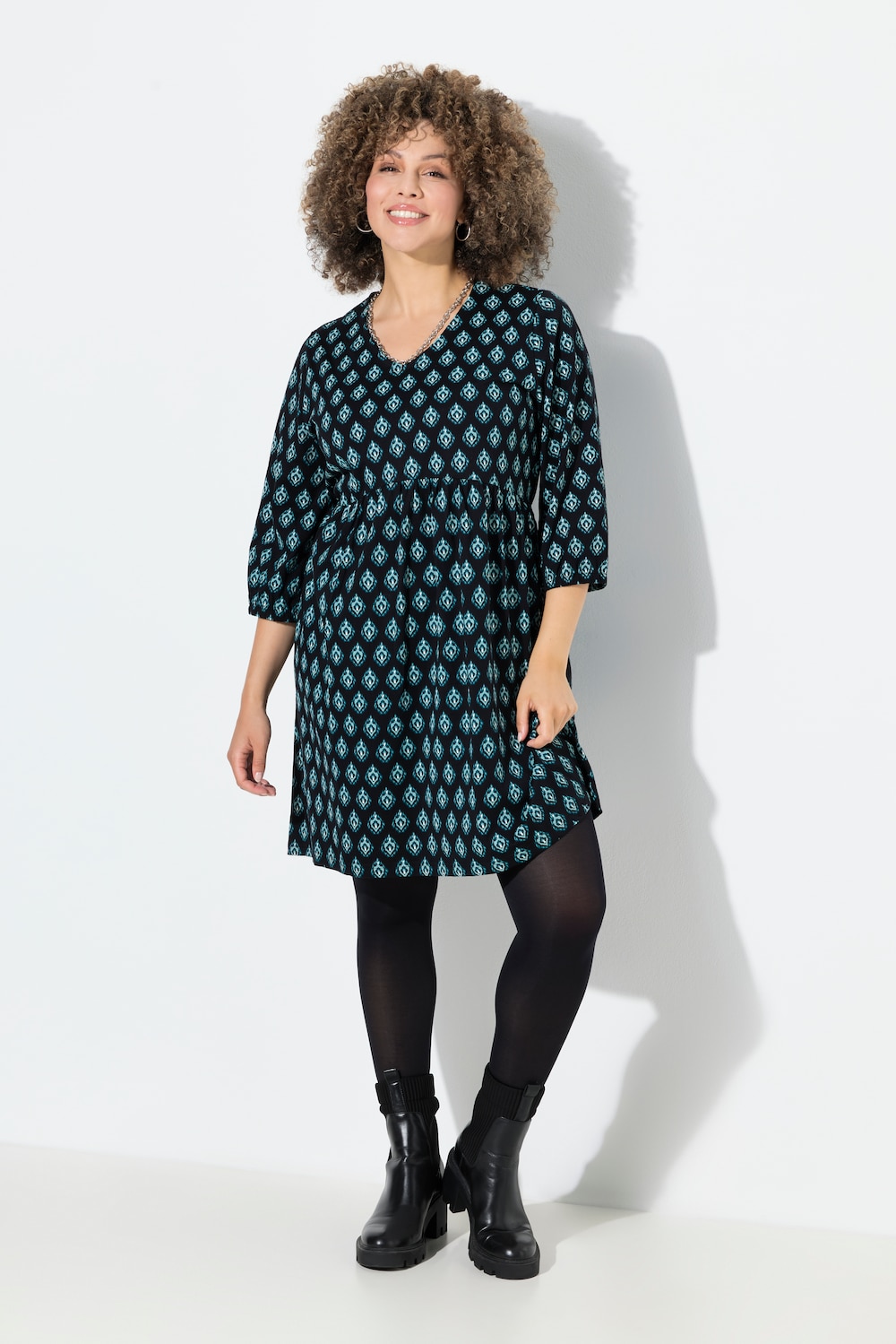 Große Größen Jerseykleid, Damen, türkis, Größe: 42/44, Baumwolle, Ulla Popken
