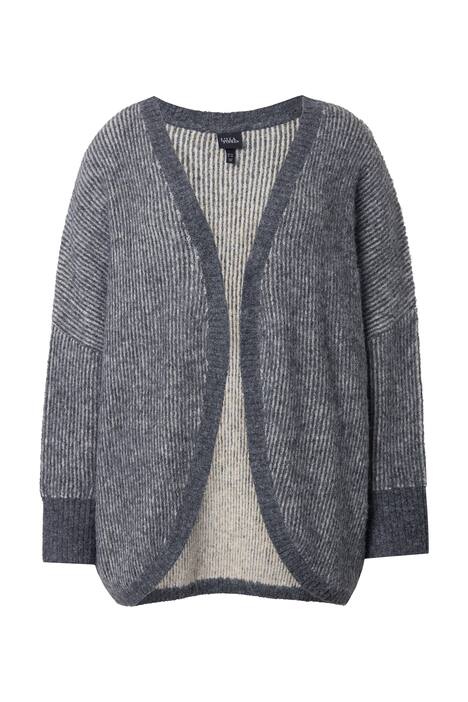 Rozepínací svetr, vejčitý střih, otevřené provedení, dlouhé rukávy, recyklovaný materiál