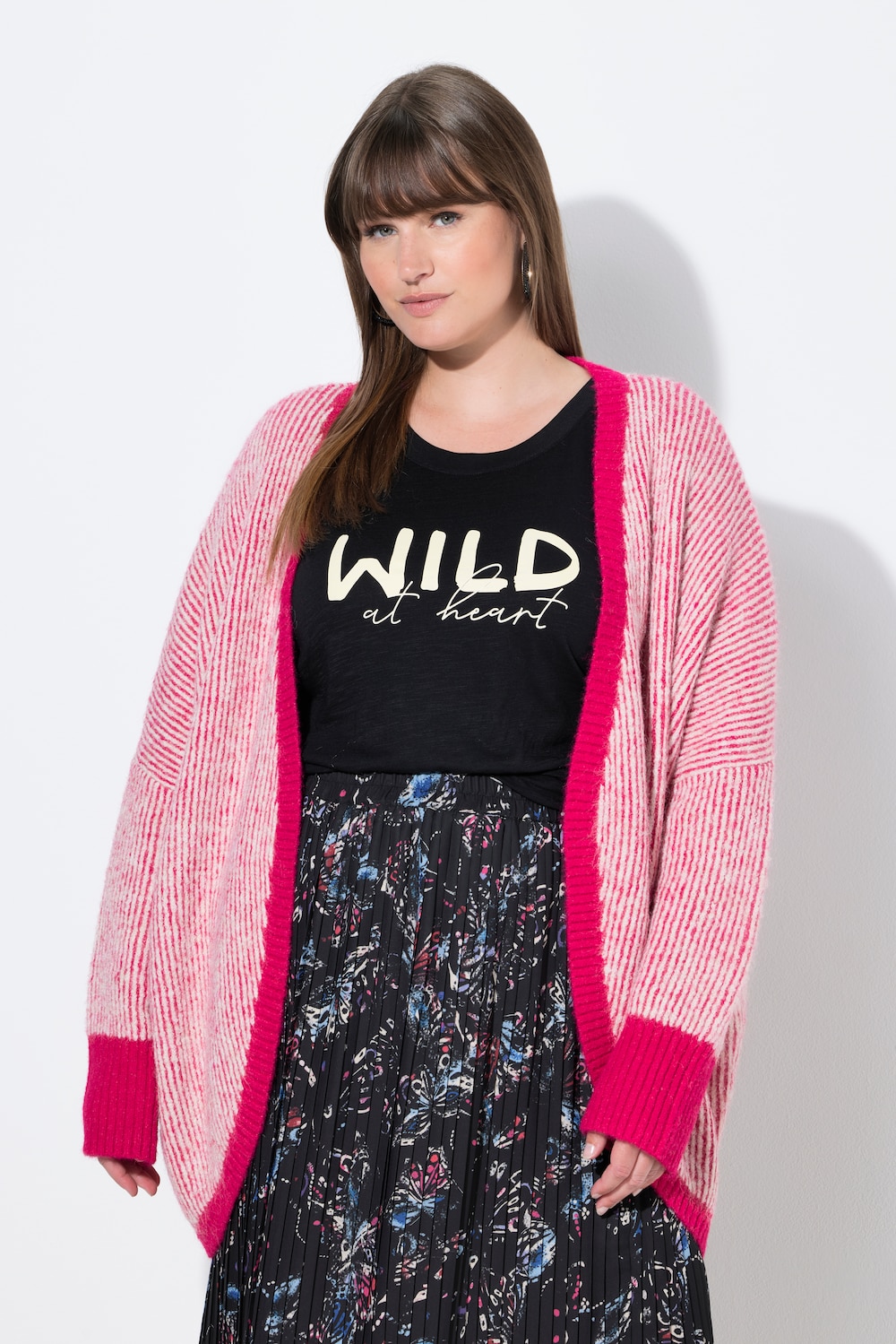 Große Größen Strickjacke, Damen, rosa, Größe: 62/64, Polyester/Synthetische Fasern, Ulla Popken