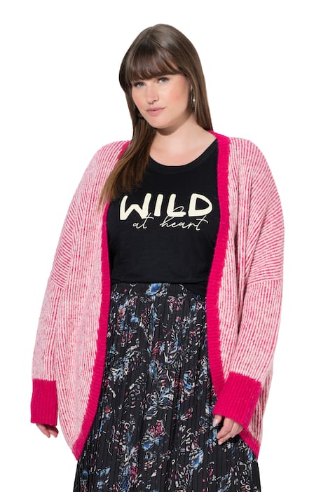 Rozepínací svetr, vejčitý střih, otevřené provedení, dlouhé rukávy, recyklovaný materiál