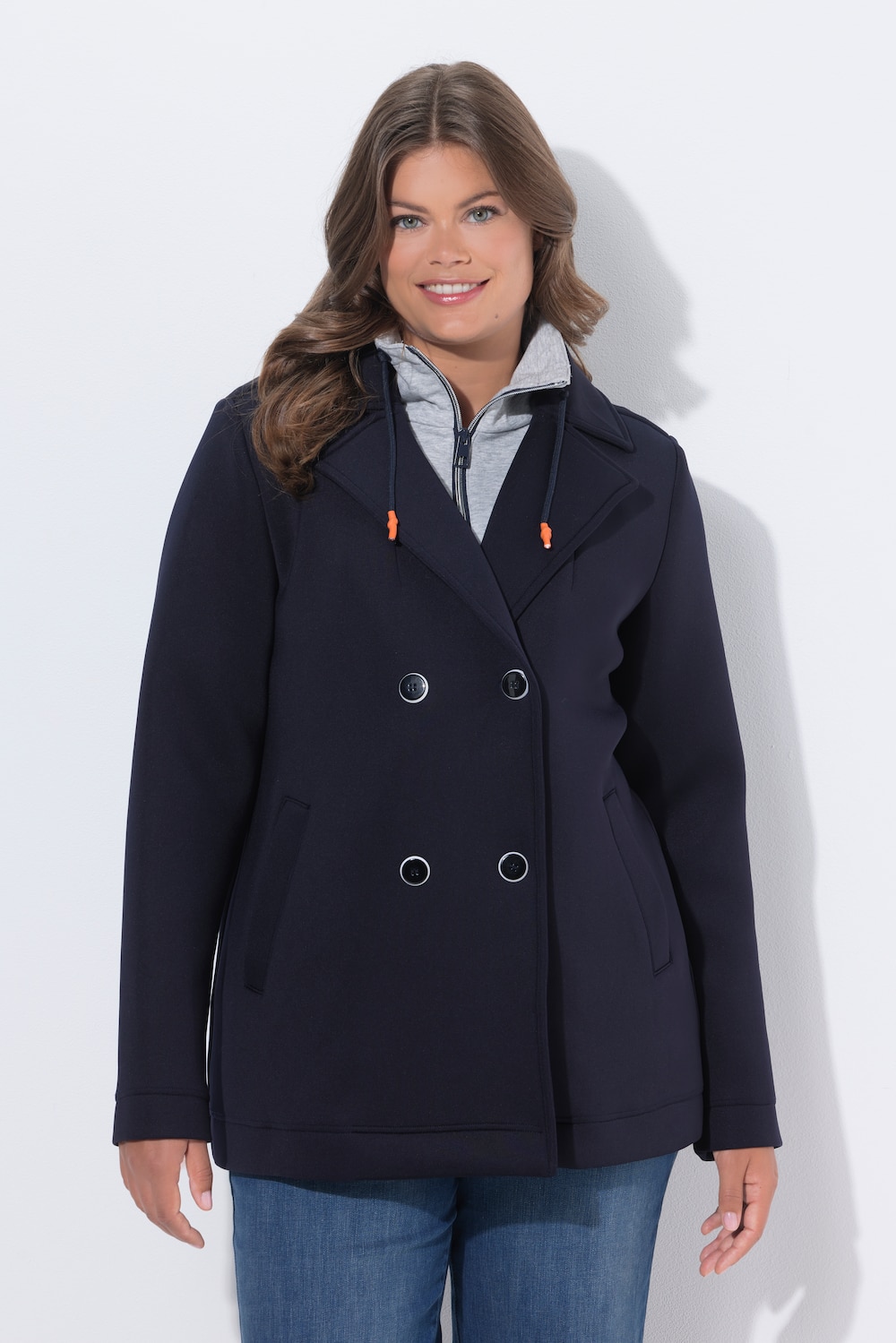 Große Größen Caban-Jacke, Damen, blau, Größe: 40/42, Polyester/Viskose, LAURASON