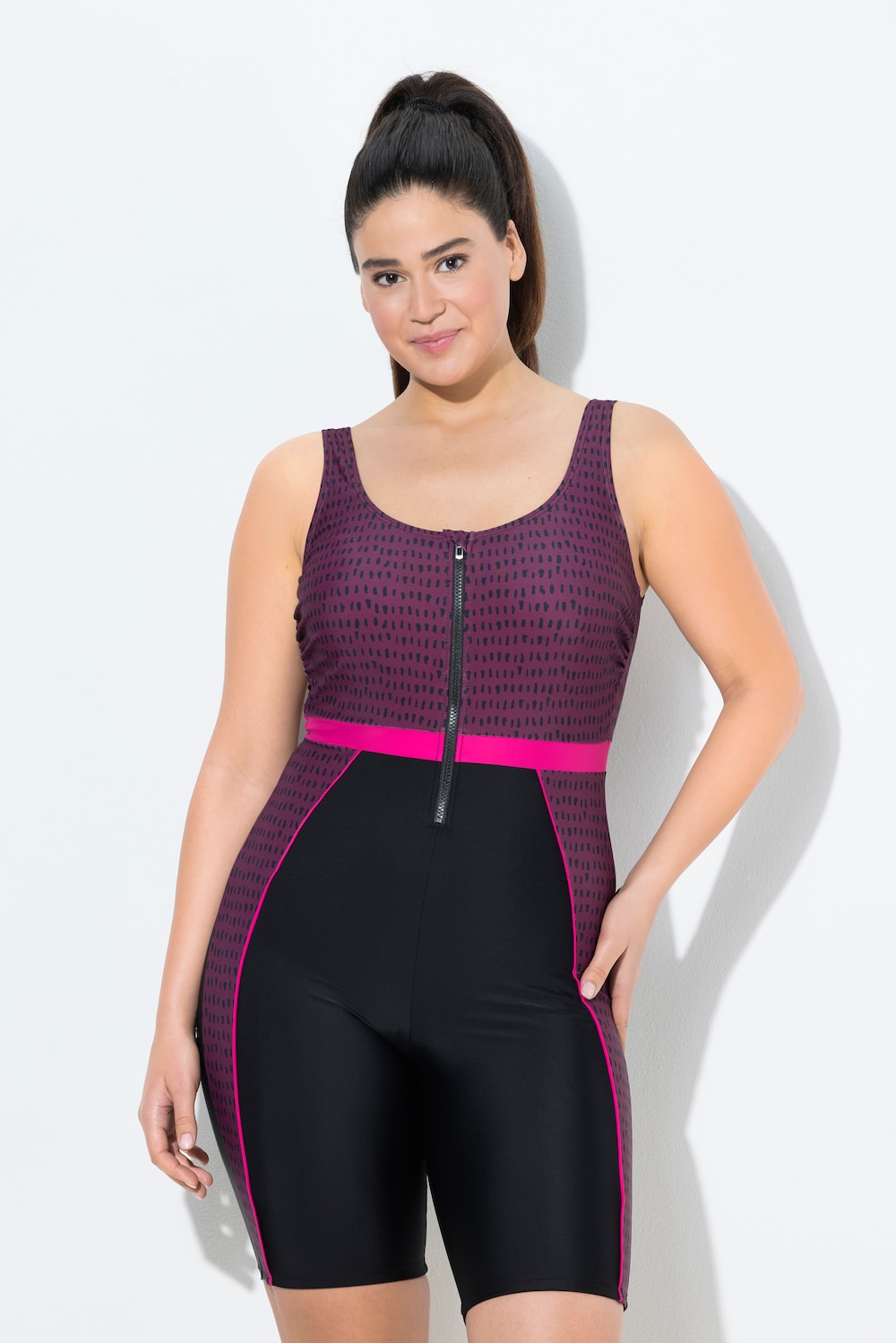 Thumbnail - Große Größen Badeanzug, Damen, schwarz, Größe: 48, Synthetische Fasern/Elasthan, Ulla Popken