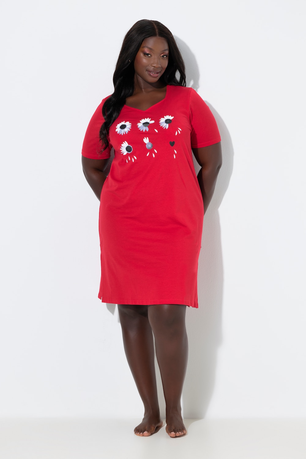 Bigshirt, Valentine, Herzausschnitt, Halbarm