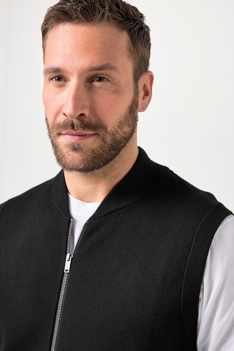 JP1880 Vest, elastisk strik, collegekrave, lynlås, op til 7XL