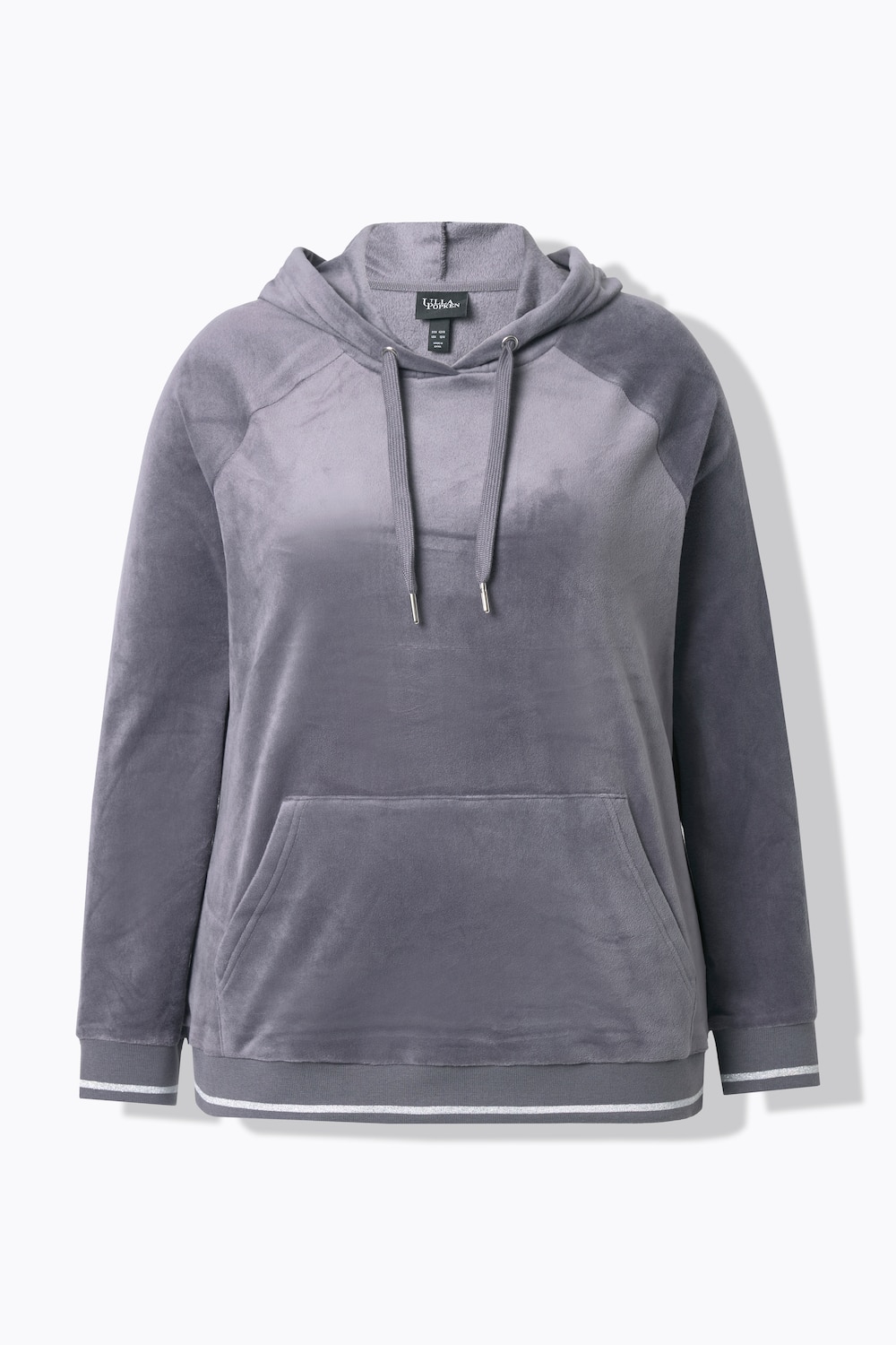 Stora storlekar Homewear-hoodie i plysch, Dam, grå, storlek: 58/60, Polyester, Ulla Popken