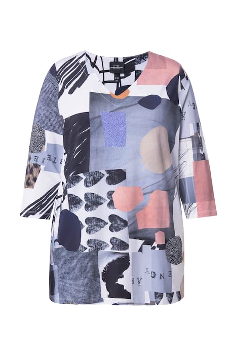 Slinky tričko, srdce, A střih, výstřih do V, 3/4 rukávy