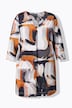 Abstract Print Stretch Knit 3/4 Sleeve Slinky Tunic
