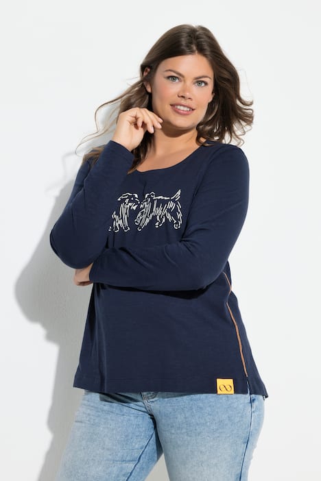 Maglia con OEKO-TEX, scollo a girocollo e maniche lunghe