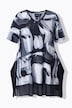 Abstract Print Stretch Knit Slinky Tunic