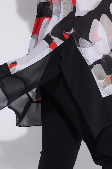 Abstract Print Stretch Knit Slinky Tunic