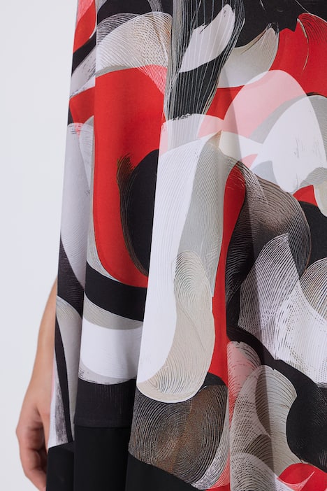 Abstract Print Stretch Knit Slinky Tunic