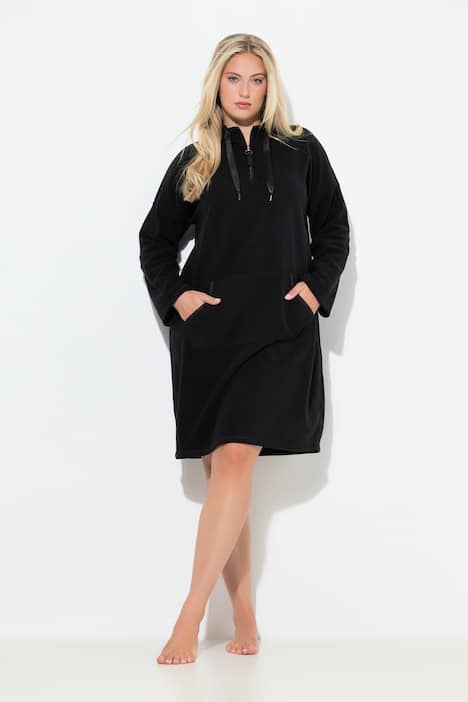 Loungewear-Fleecekleid, Stehkragen, Langarm