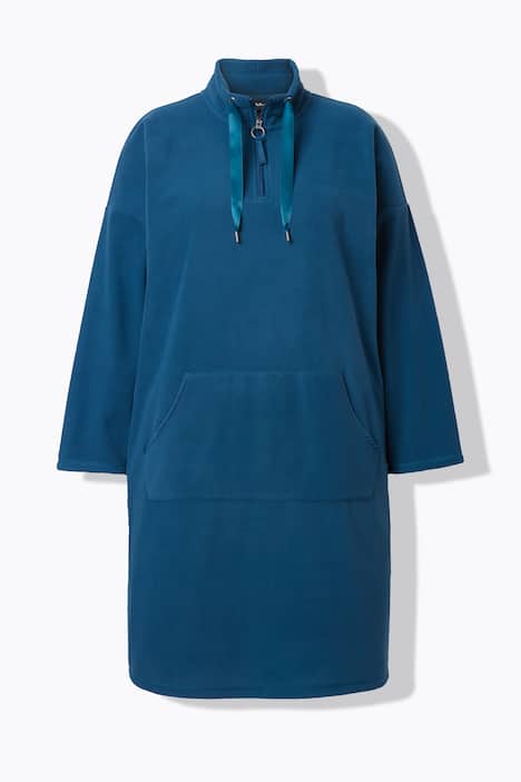 Loungewear-Fleecekleid, Stehkragen, Langarm