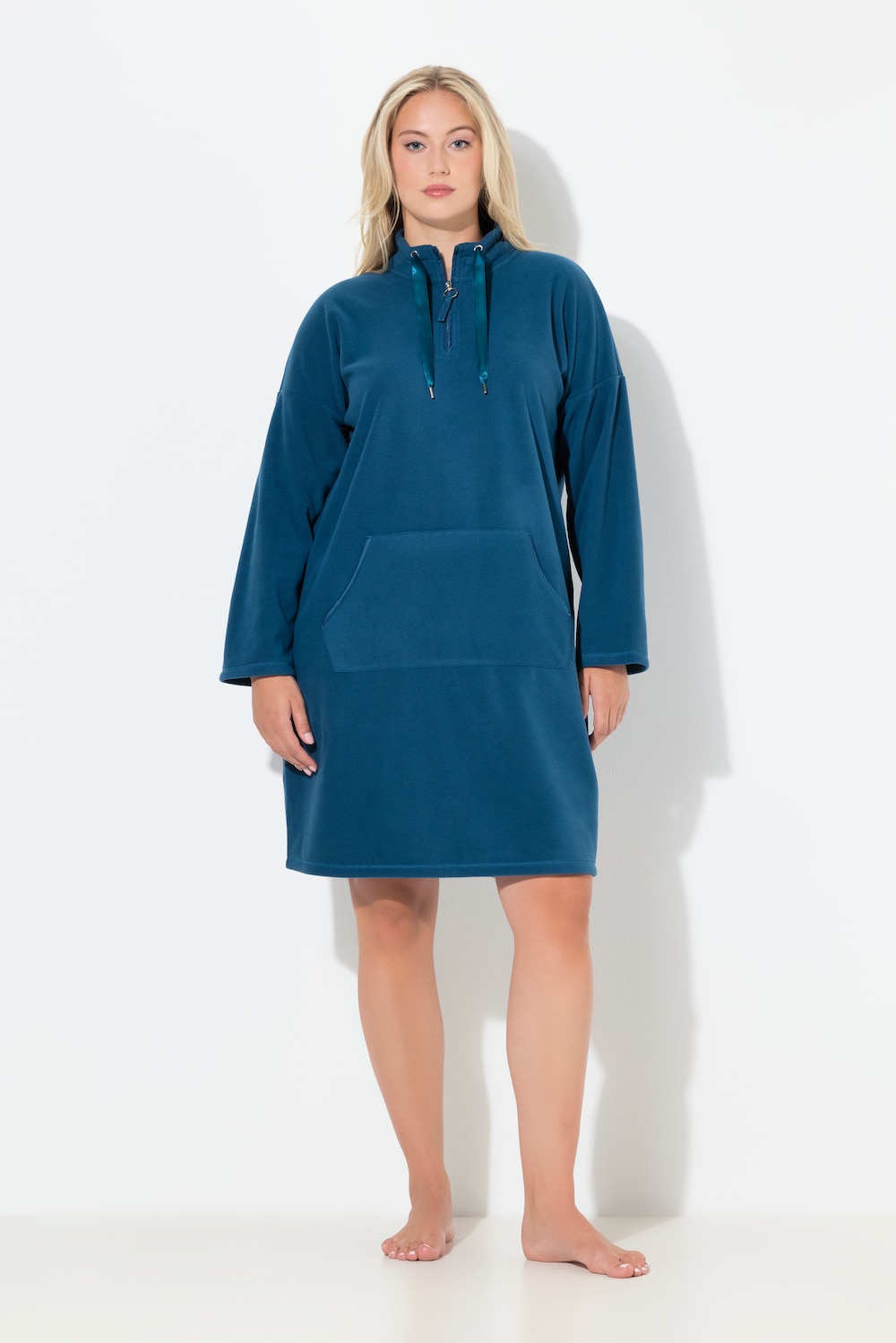 Große Größen Loungewear-Fleecekleid, Damen, türkis, Größe: 46/48, Polyester/Viskose, Ulla Popken