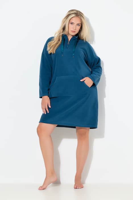 Loungewear-Fleecekleid, Stehkragen, Langarm