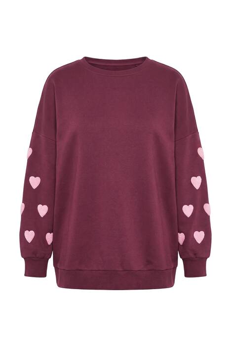 Mikina, extra oversize, srdíčka na rukávech