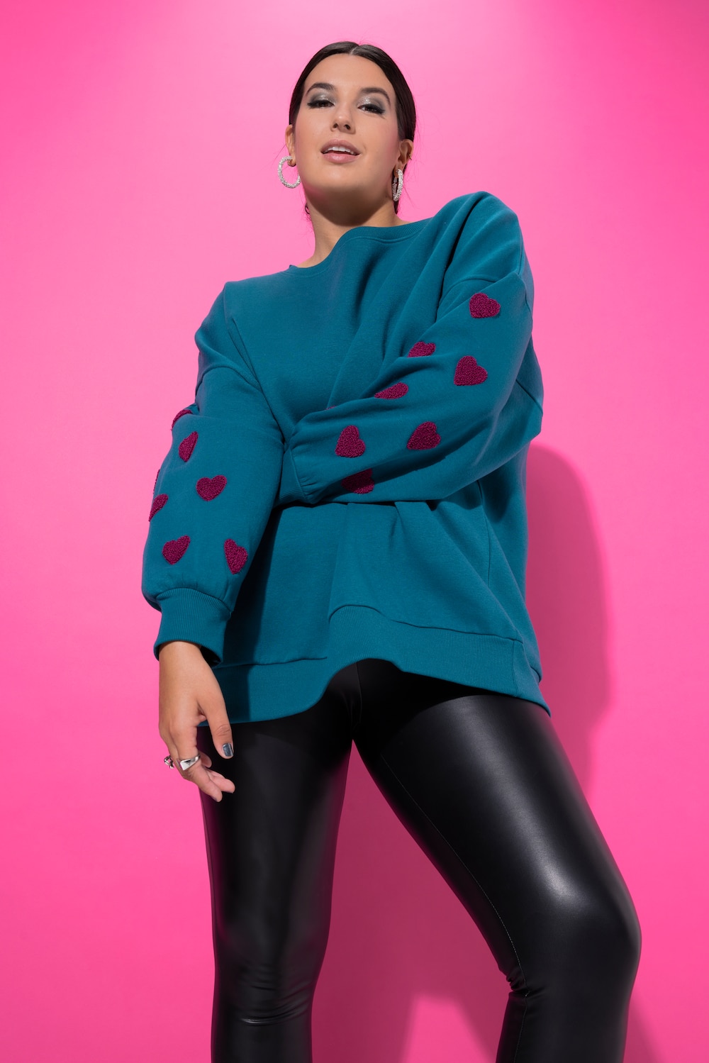 Große Größen Sweatshirt, Damen, türkis, Größe: 50/52, Baumwolle/Polyester, Studio Untold