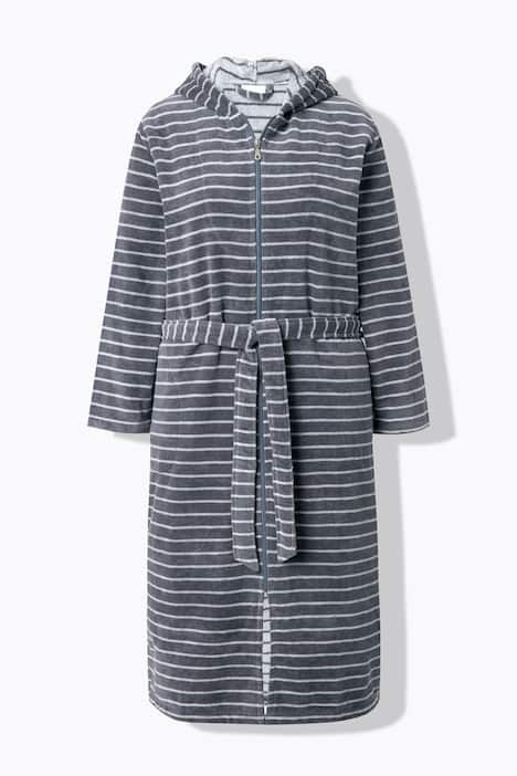Nicky-badjas, strepen, capuchon, strikceintuur, lange mouw