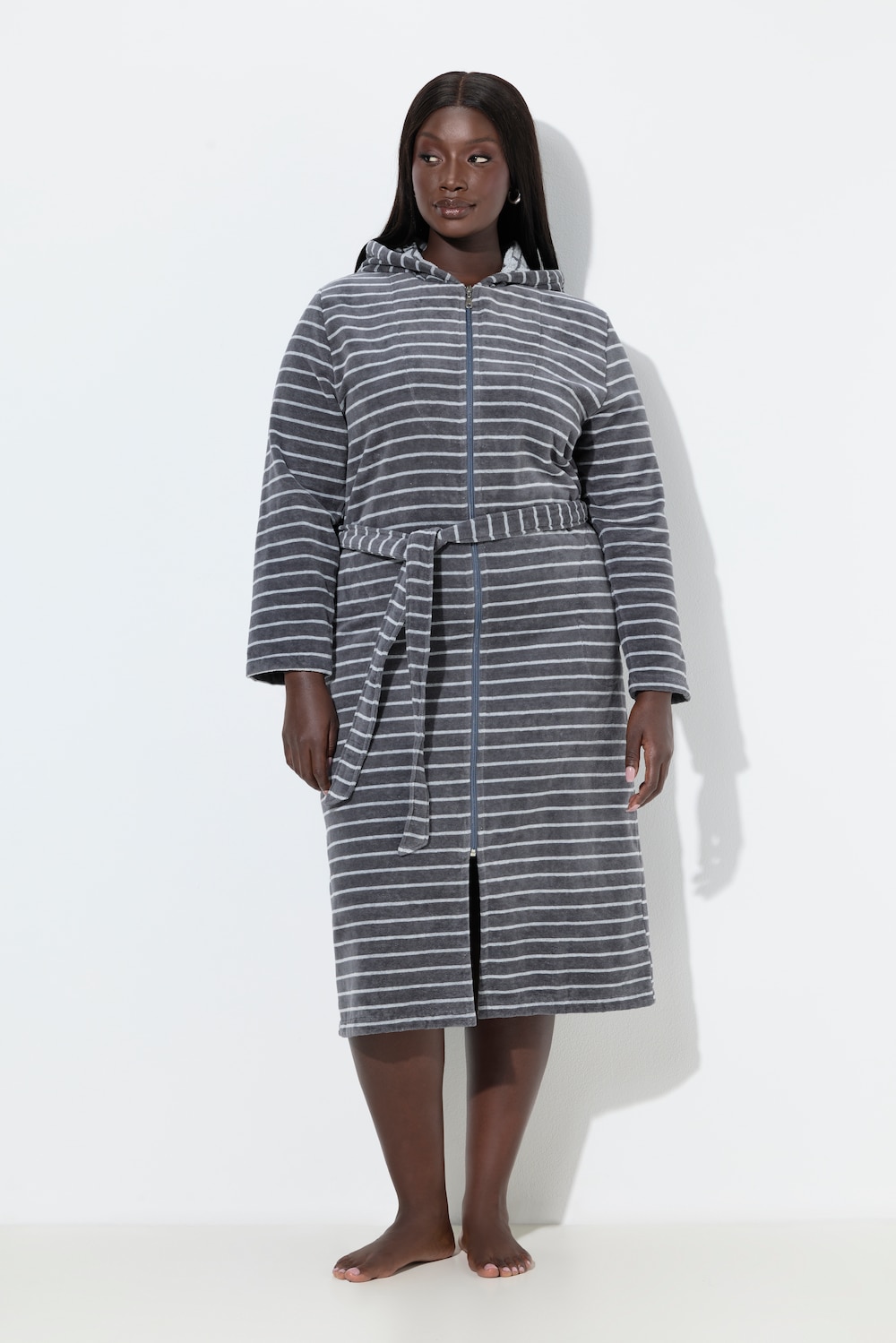 Große Größen Bademantel, Damen, grau, Größe: 42/44, Baumwolle, Ulla Popken