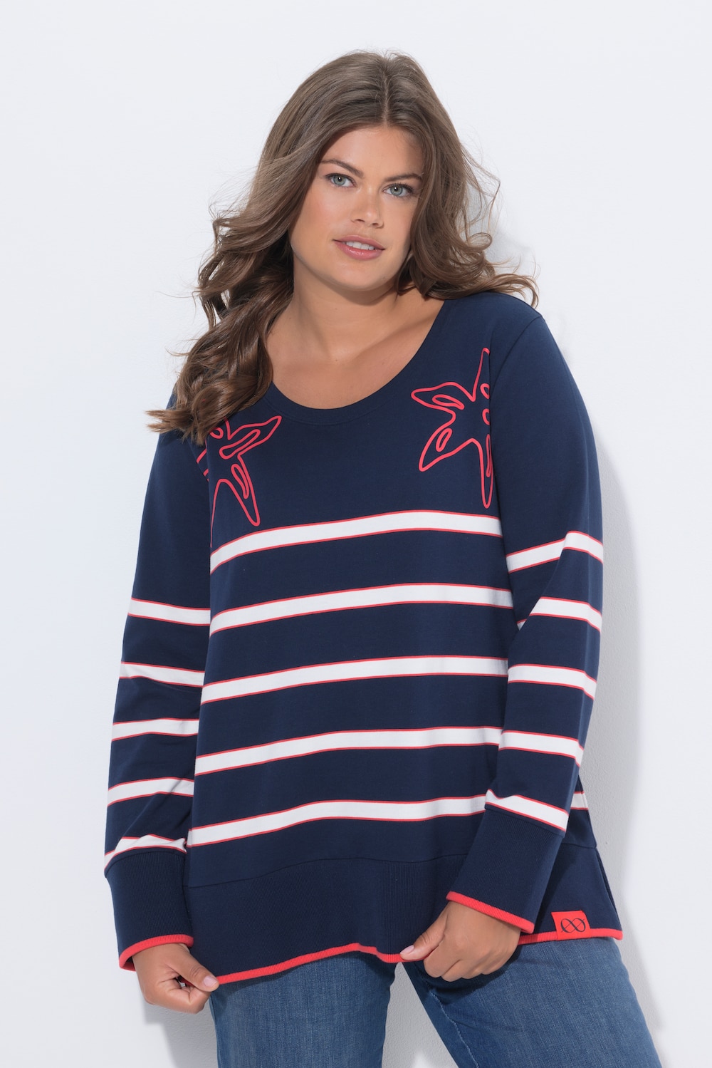 Ringel-Sweatshirt mit Seastern-Print, Langarm