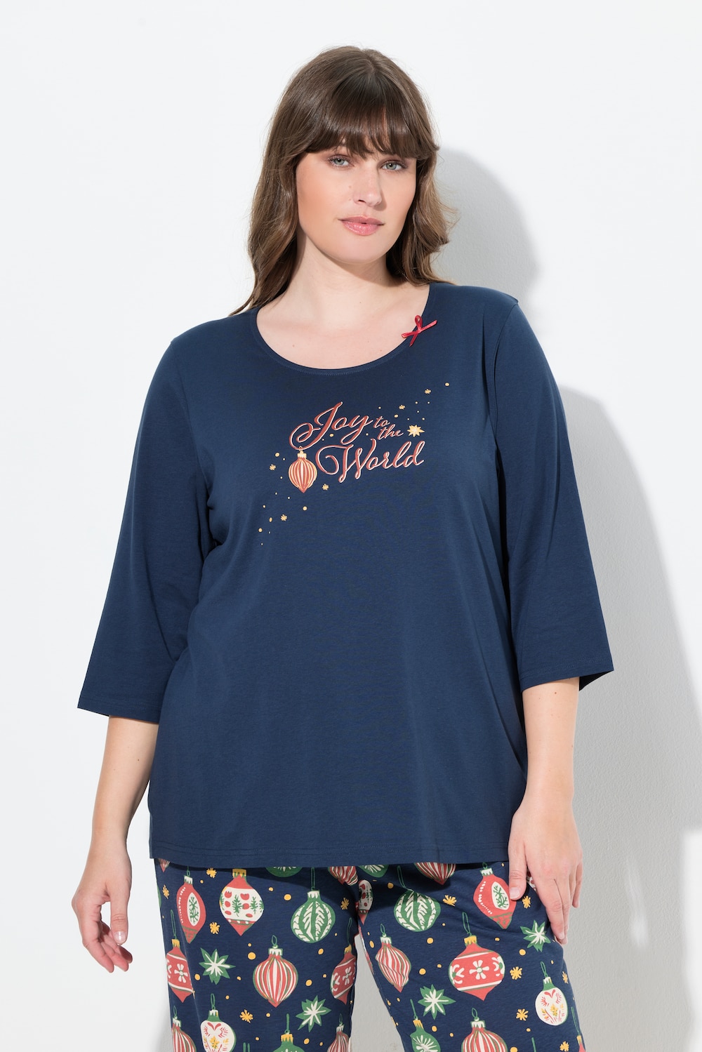 Große Größen Schlafanzug-Oberteil, Damen, blau, Größe: 50/52, Baumwolle, Ulla Popken