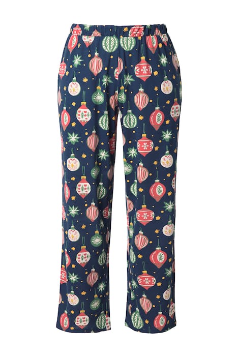 Pyžamové kalhoty, motiv vánočních ozdob, kapsy, biobavlna