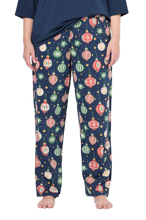 Pyžamové kalhoty, motiv vánočních ozdob, kapsy, biobavlna