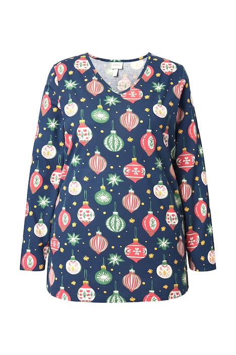 Pyžamový horní díl, výstřih do V, dlouhé rukávy, biobavlna