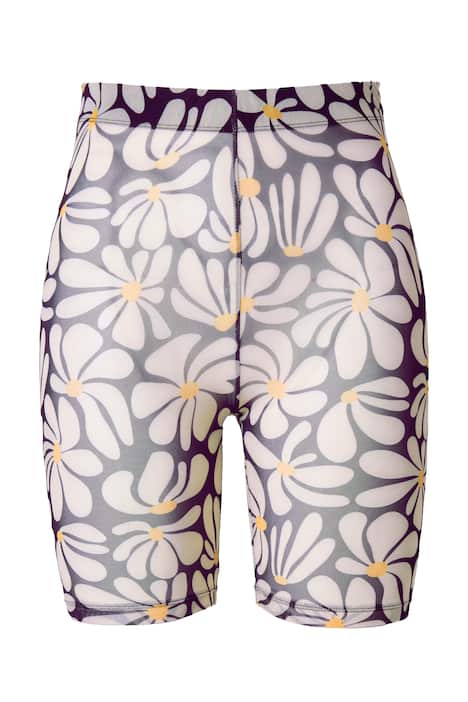 Přiléhavé cyklistické šortky, květiny, ochrana stehen