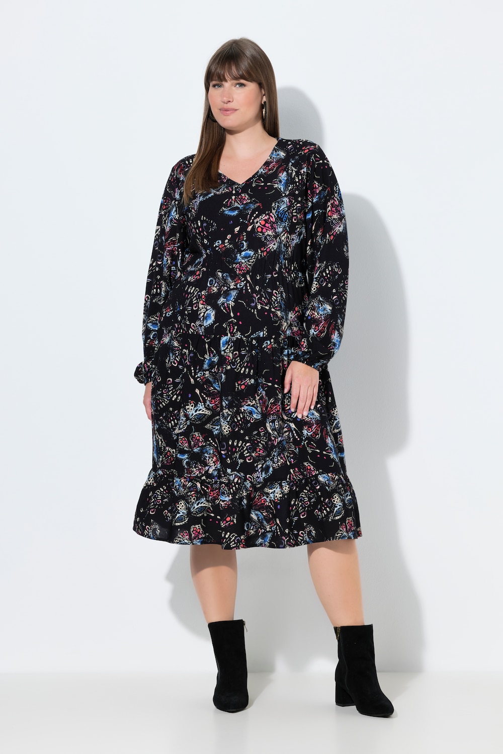 Große Größen Midikleid, Damen, schwarz, Größe: 62/64, Viskose, Ulla Popken