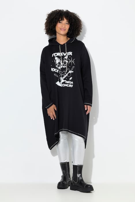 Sweatkleid, A-Linie, Rock-Katzen Motiv