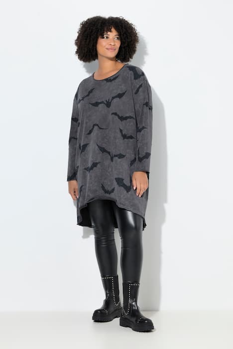 Sweatshirt, Fledermaus-Muster, offenkantige Abschlüsse