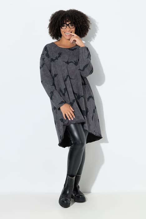 Sweatshirt, Fledermaus-Muster, offenkantige Abschlüsse